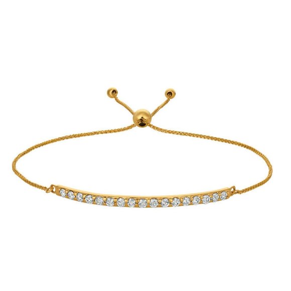 0.75 Carat Natural Diamond Bolo Bar Bracelet 14K